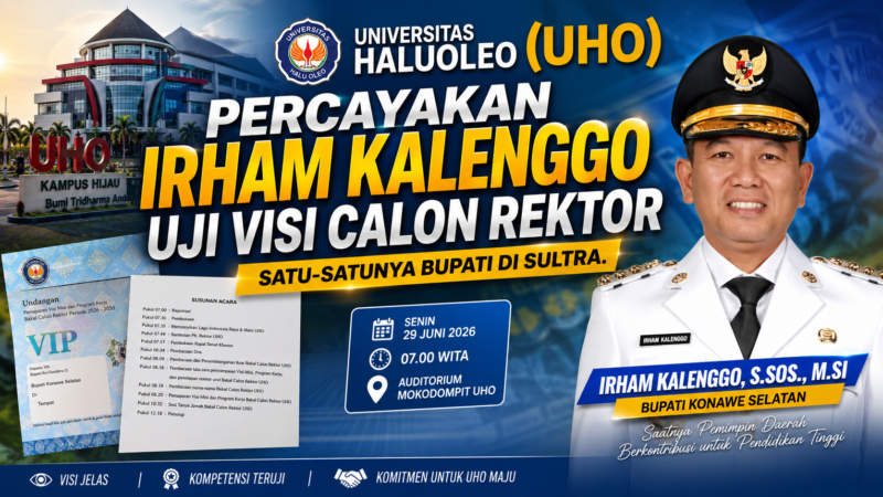 UHO Percayakan Irham Kalenggo Uji Visi Calon Rektor, Satu-satunya Bupati di Sultra